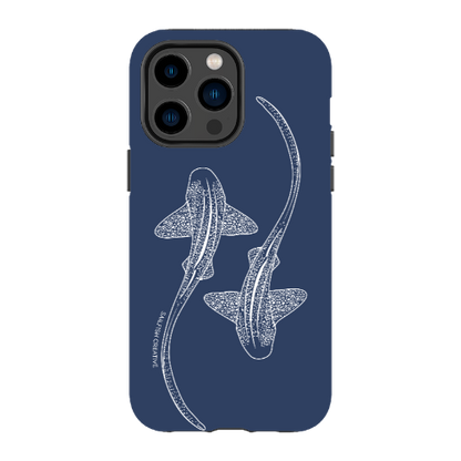 iPhone Tough Phone Case - Leopard Sharks Outline Navy