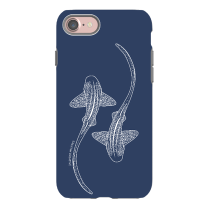 iPhone Tough Phone Case - Leopard Sharks Outline Navy