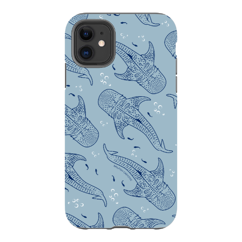 iPhone Tough Phone Case - Whale Sharks Pattern Bluer