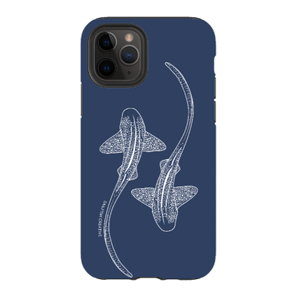 iPhone Tough Phone Case - Leopard Sharks Outline Navy