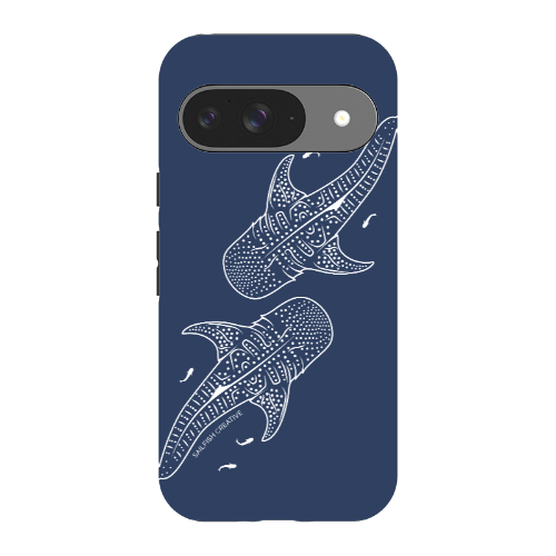 Google Pixel Tough Phone Case - Whale Sharks Outline Navy