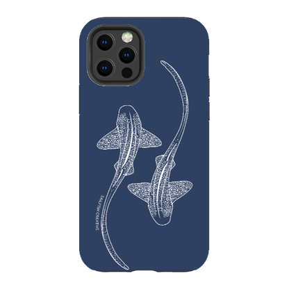 iPhone Tough Phone Case - Leopard Sharks Outline Navy