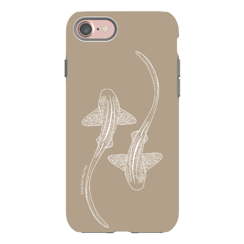 iPhone Tough Phone Case - Leopard Sharks Outline Natural