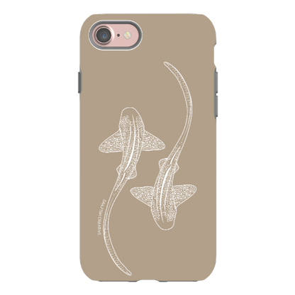 iPhone Tough Phone Case - Leopard Sharks Outline Natural