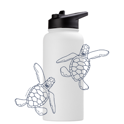 Baby Turtle Hatchlings Line Art - Stainless Steel Water Bottle