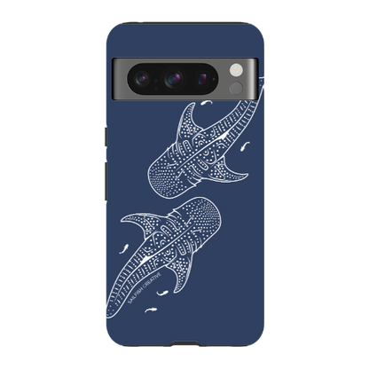 Google Pixel Tough Phone Case - Whale Sharks Outline Navy