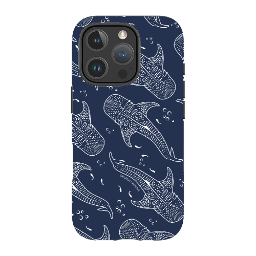 iPhone Tough Phone Case - Whale Sharks Pattern Navy