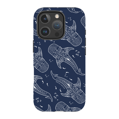 iPhone Tough Phone Case - Whale Sharks Pattern Navy