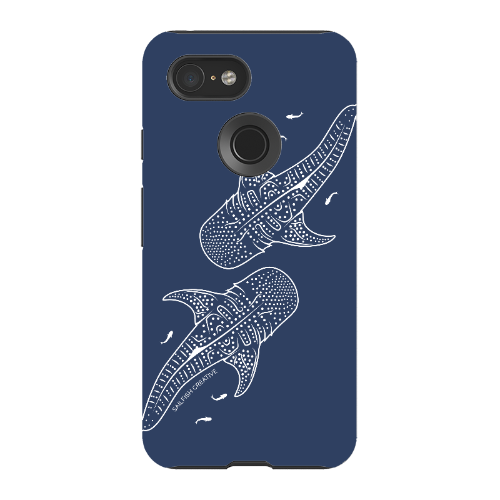 Google Pixel Tough Phone Case - Whale Sharks Outline Navy