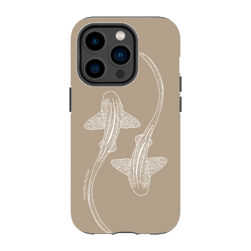 iPhone Tough Phone Case - Leopard Sharks Outline Natural