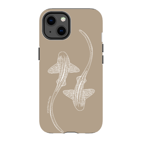 iPhone Tough Phone Case - Leopard Sharks Outline Natural