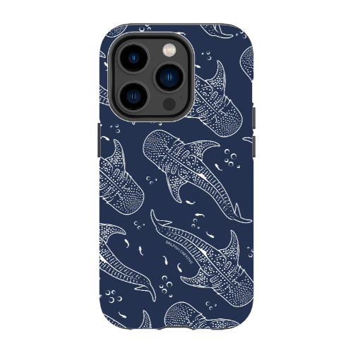 iPhone Tough Phone Case - Whale Sharks Pattern Navy