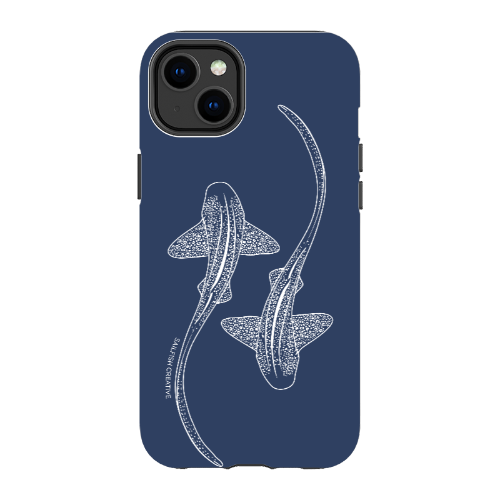 iPhone Tough Phone Case - Leopard Sharks Outline Navy