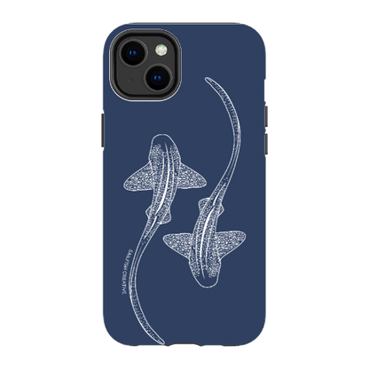 iPhone Tough Phone Case - Leopard Sharks Outline Navy