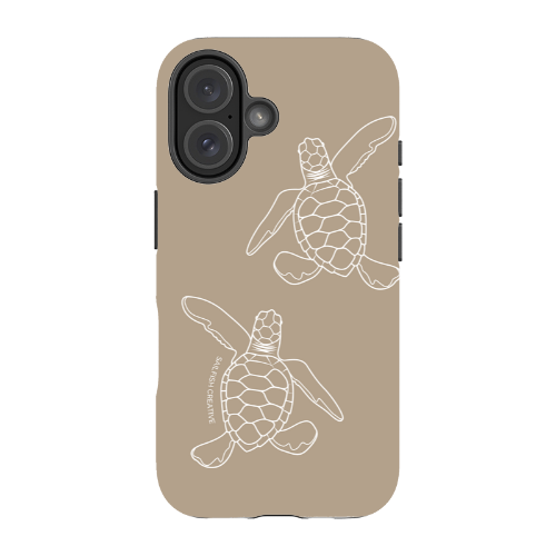 iPhone MagSafe Tough Case - Turtle Hatchlings Outline Natural