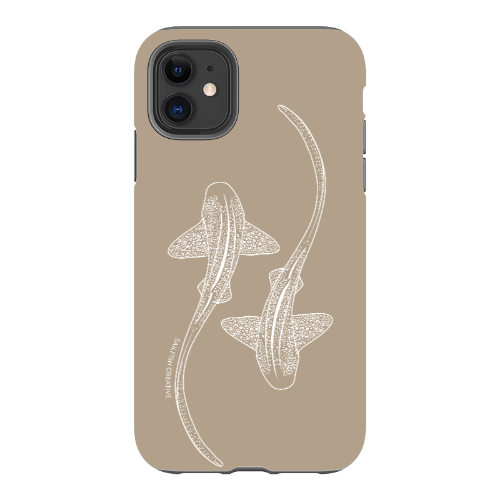 iPhone Tough Phone Case - Leopard Sharks Outline Natural