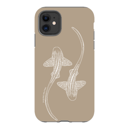 iPhone Tough Phone Case - Leopard Sharks Outline Natural