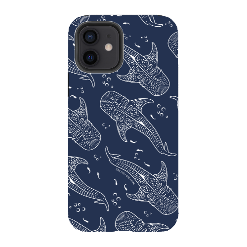 iPhone Tough Phone Case - Whale Sharks Pattern Navy