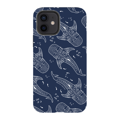 iPhone Tough Phone Case - Whale Sharks Pattern Navy