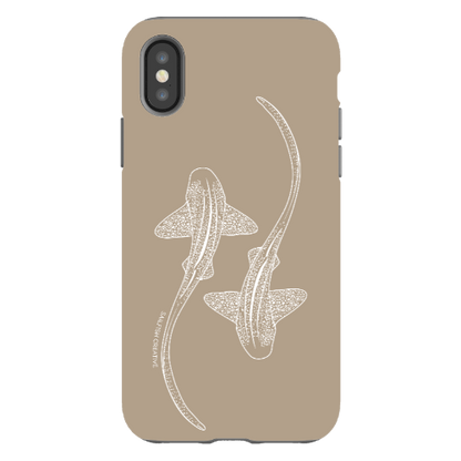 iPhone Tough Phone Case - Leopard Sharks Outline Natural