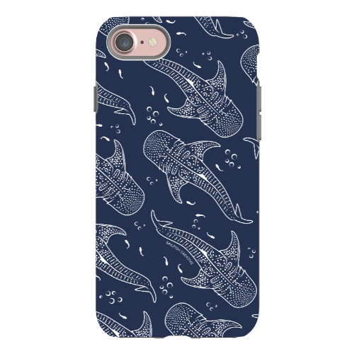 iPhone Tough Phone Case - Whale Sharks Pattern Navy