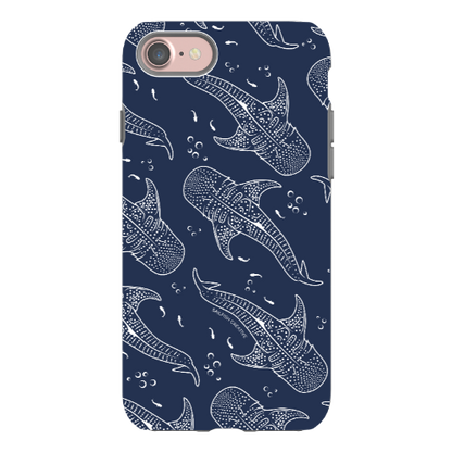 iPhone Tough Phone Case - Whale Sharks Pattern Navy