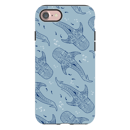 iPhone Tough Phone Case - Whale Sharks Pattern Bluer