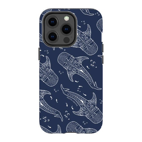 iPhone Tough Phone Case - Whale Sharks Pattern Navy