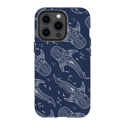 iPhone Tough Phone Case - Whale Sharks Pattern Navy