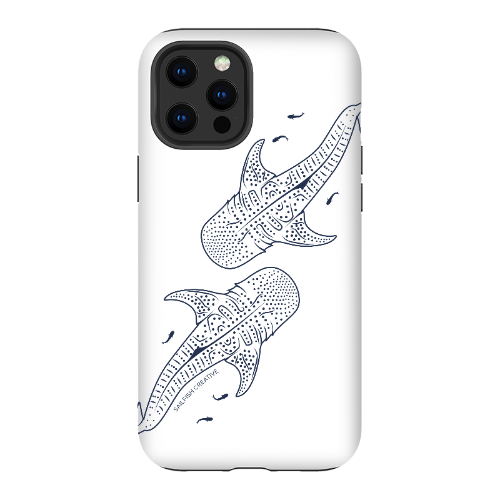 iPhone Tough Phone Case - Whale Sharks Outline