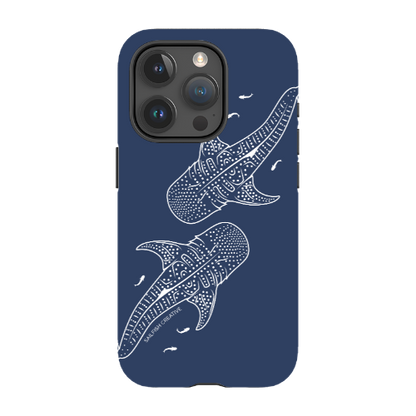 iPhone Tough Phone Case - Whale Sharks Outline Navy