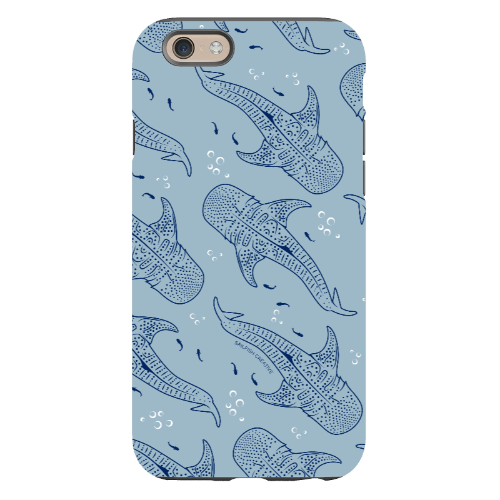 iPhone Tough Phone Case - Whale Sharks Pattern Bluer