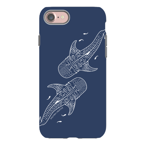 iPhone Tough Phone Case - Whale Sharks Outline Navy