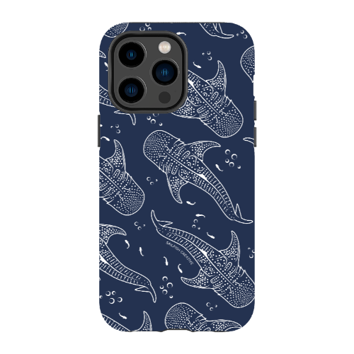 iPhone Tough Phone Case - Whale Sharks Pattern Navy