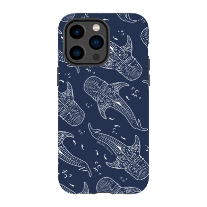 iPhone Tough Phone Case - Whale Sharks Pattern Navy