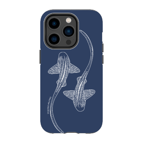 iPhone Tough Phone Case - Leopard Sharks Outline Navy