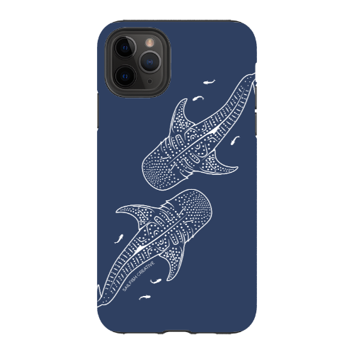 iPhone Tough Phone Case - Whale Sharks Outline Navy