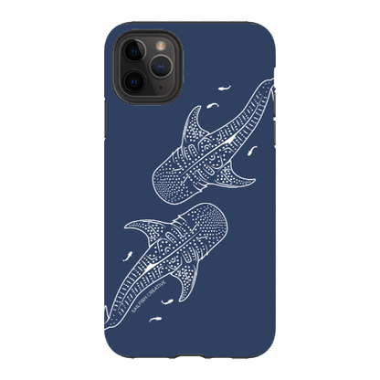 iPhone Tough Phone Case - Whale Sharks Outline Navy