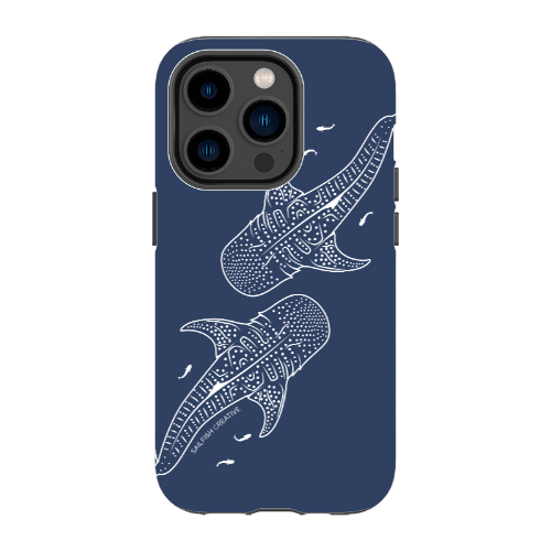 iPhone Tough Phone Case - Whale Sharks Outline Navy