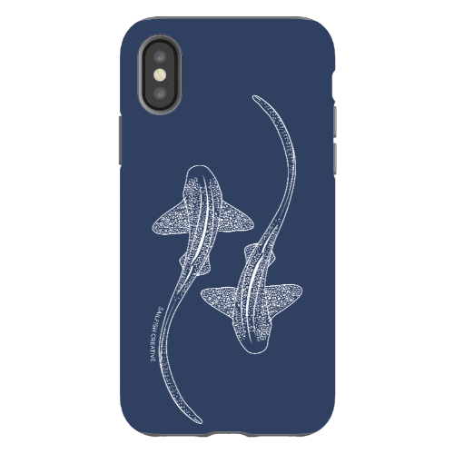 iPhone Tough Phone Case - Leopard Sharks Outline Navy