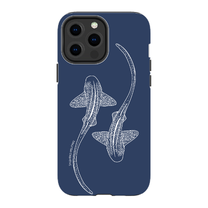 iPhone Tough Phone Case - Leopard Sharks Outline Navy