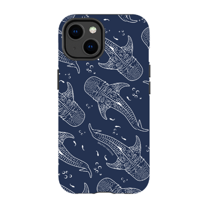 iPhone Tough Phone Case - Whale Sharks Pattern Navy