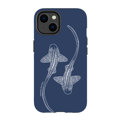 iPhone Tough Phone Case - Leopard Sharks Outline Navy