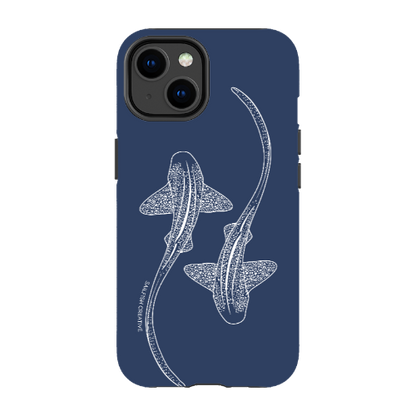 iPhone Tough Phone Case - Leopard Sharks Outline Navy