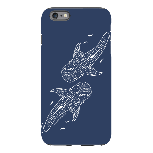 iPhone Tough Phone Case - Whale Sharks Outline Navy