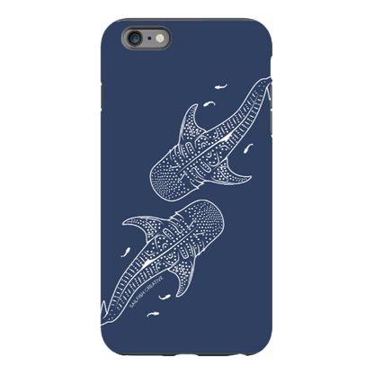 iPhone Tough Phone Case - Whale Sharks Outline Navy