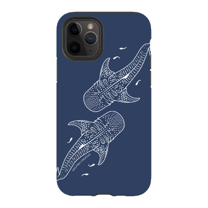 iPhone Tough Phone Case - Whale Sharks Outline Navy