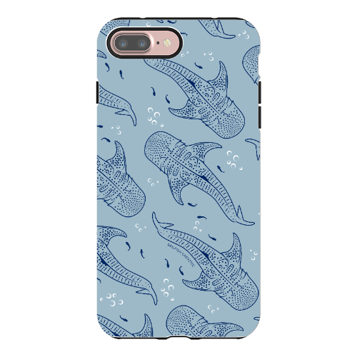 iPhone Tough Phone Case - Whale Sharks Pattern Bluer