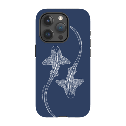 iPhone Tough Phone Case - Leopard Sharks Outline Navy