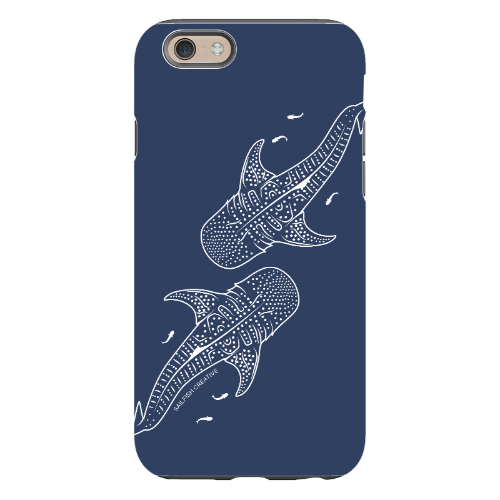 iPhone Tough Phone Case - Whale Sharks Outline Navy